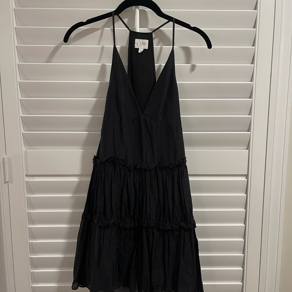 Cami NYC Black Backless Tiered Slip Dress
